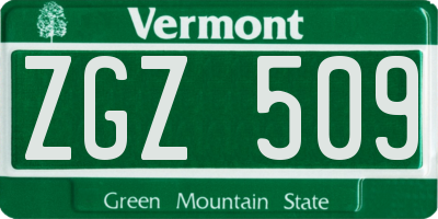 VT license plate ZGZ509