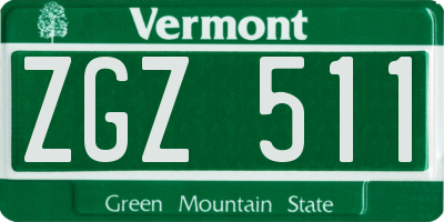 VT license plate ZGZ511