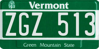 VT license plate ZGZ513