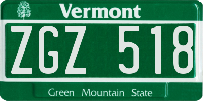 VT license plate ZGZ518