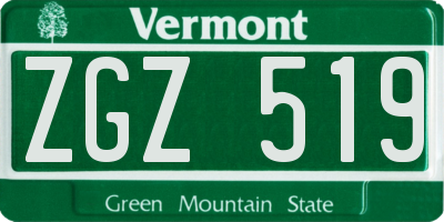 VT license plate ZGZ519
