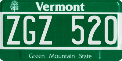 VT license plate ZGZ520