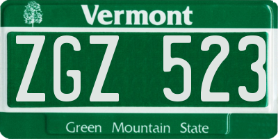 VT license plate ZGZ523