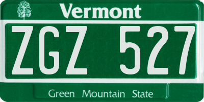 VT license plate ZGZ527