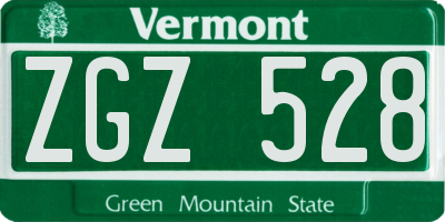 VT license plate ZGZ528