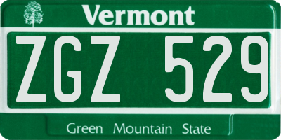 VT license plate ZGZ529