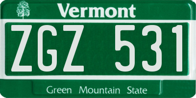 VT license plate ZGZ531