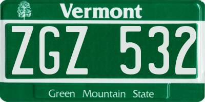 VT license plate ZGZ532