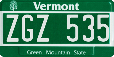 VT license plate ZGZ535