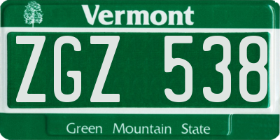 VT license plate ZGZ538