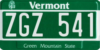 VT license plate ZGZ541