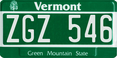 VT license plate ZGZ546