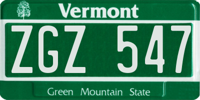 VT license plate ZGZ547