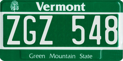 VT license plate ZGZ548