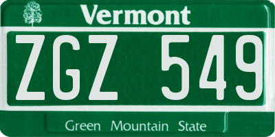 VT license plate ZGZ549