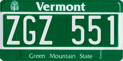 VT license plate ZGZ551