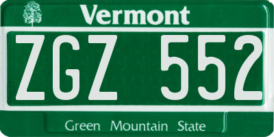 VT license plate ZGZ552