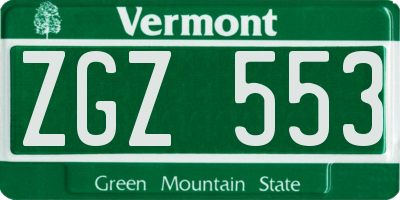 VT license plate ZGZ553