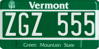 VT license plate ZGZ555