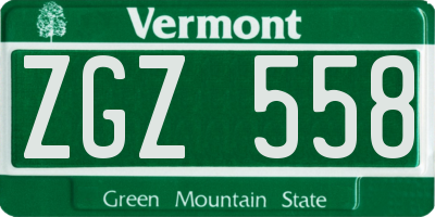 VT license plate ZGZ558
