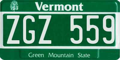 VT license plate ZGZ559