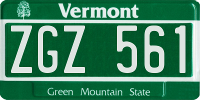 VT license plate ZGZ561