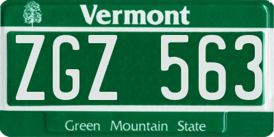 VT license plate ZGZ563
