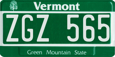 VT license plate ZGZ565