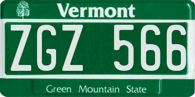 VT license plate ZGZ566