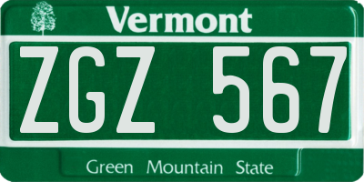 VT license plate ZGZ567
