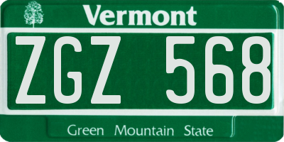 VT license plate ZGZ568