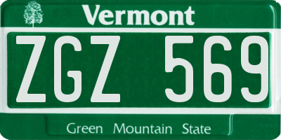 VT license plate ZGZ569