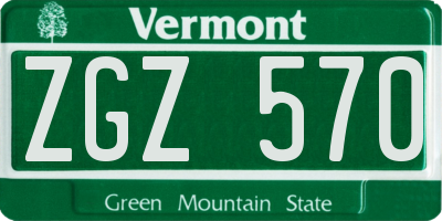 VT license plate ZGZ570
