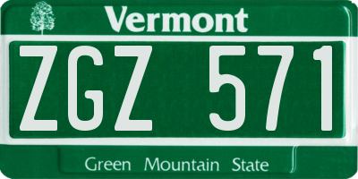 VT license plate ZGZ571