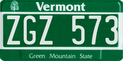 VT license plate ZGZ573