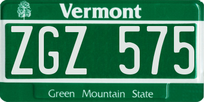 VT license plate ZGZ575