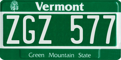 VT license plate ZGZ577