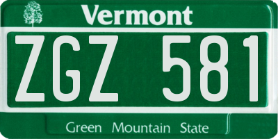 VT license plate ZGZ581