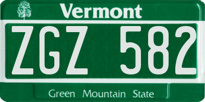 VT license plate ZGZ582