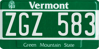 VT license plate ZGZ583