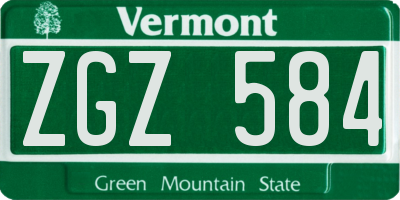 VT license plate ZGZ584