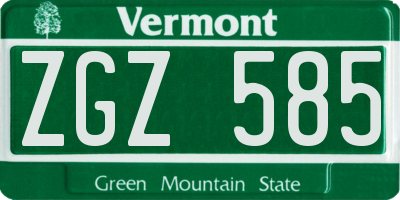 VT license plate ZGZ585