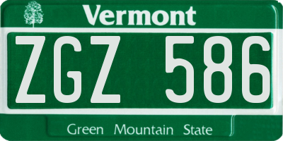 VT license plate ZGZ586