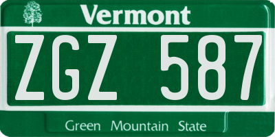 VT license plate ZGZ587