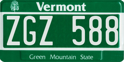 VT license plate ZGZ588