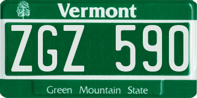 VT license plate ZGZ590