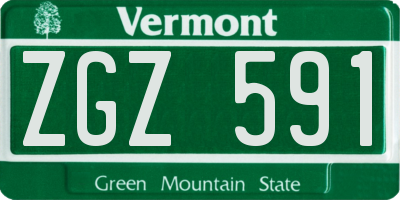 VT license plate ZGZ591