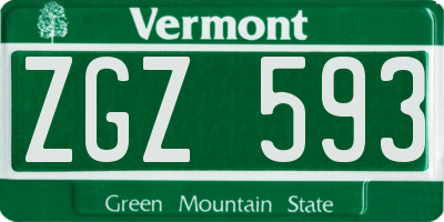 VT license plate ZGZ593