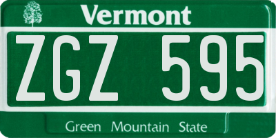 VT license plate ZGZ595