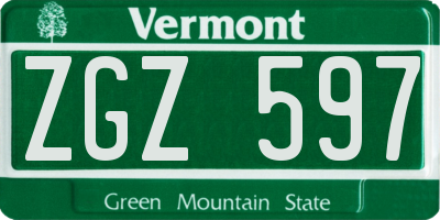 VT license plate ZGZ597